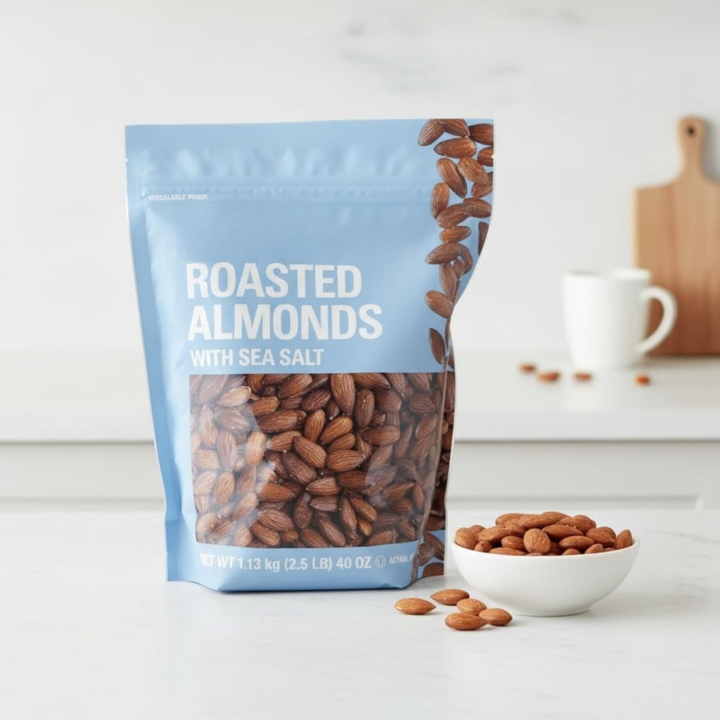 Almendras Tostadas con Sal Marina - Snack Saludable - Rico en Proteína y Fibra - Formato Ahorro 1.13 kg (40 oz) - NEXU