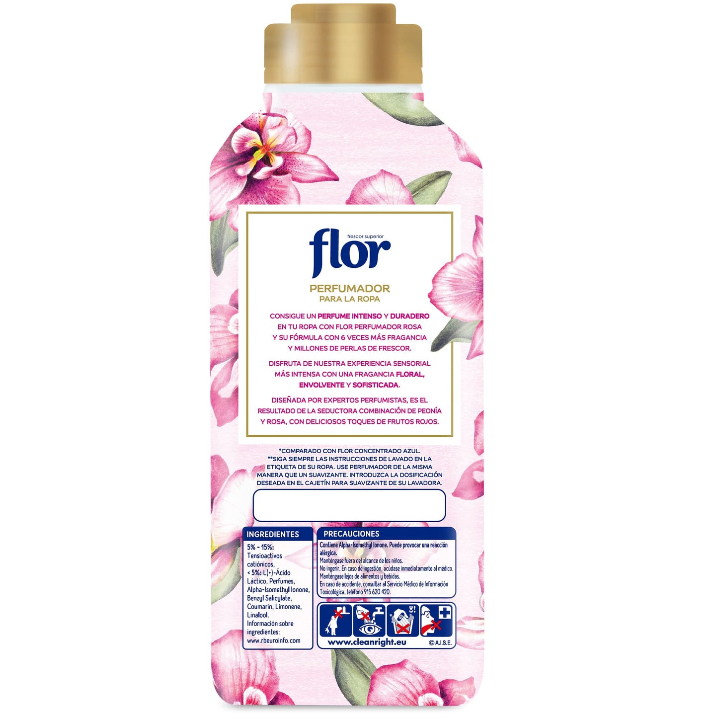 Flor Perfumador para la Ropa, con perlas de frescor, fragancia Rosa - 108 lavados (3x36 lavados)