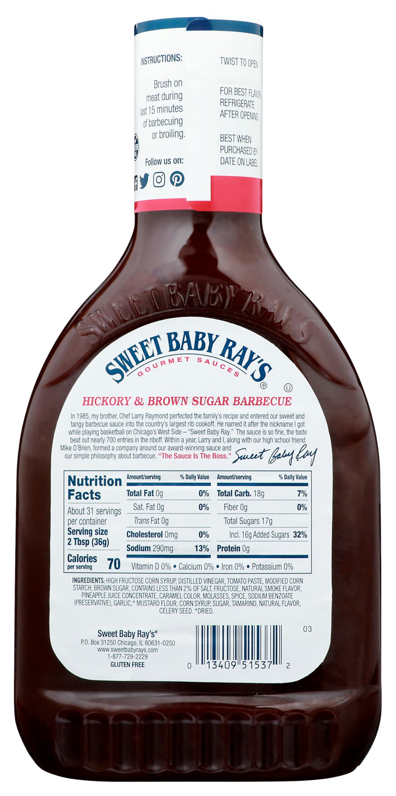 Sweet Baby Ray's Sauce Hickory & Brown Sugar, 40 oz