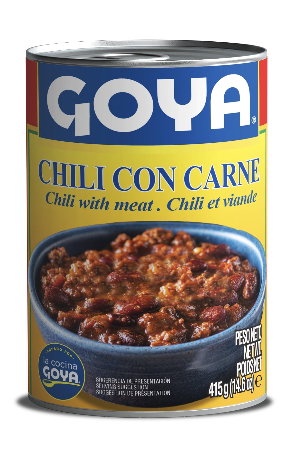 Goya Chili con Carne, 415gr, con Carne de Cerdo, Frijoles y Chiles