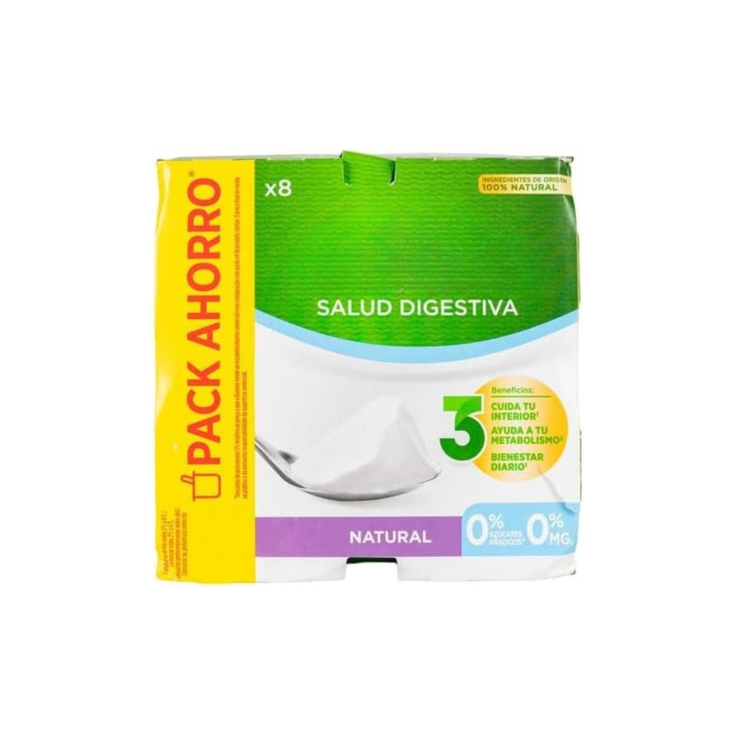 Yogur Desnatado con Bífidus y Calcio - 2 Pack Ahorro de 8 uds c/u x 120g - Salud Digestiva Natural 0% MG 0% Azúcares Añadidos - NEXU