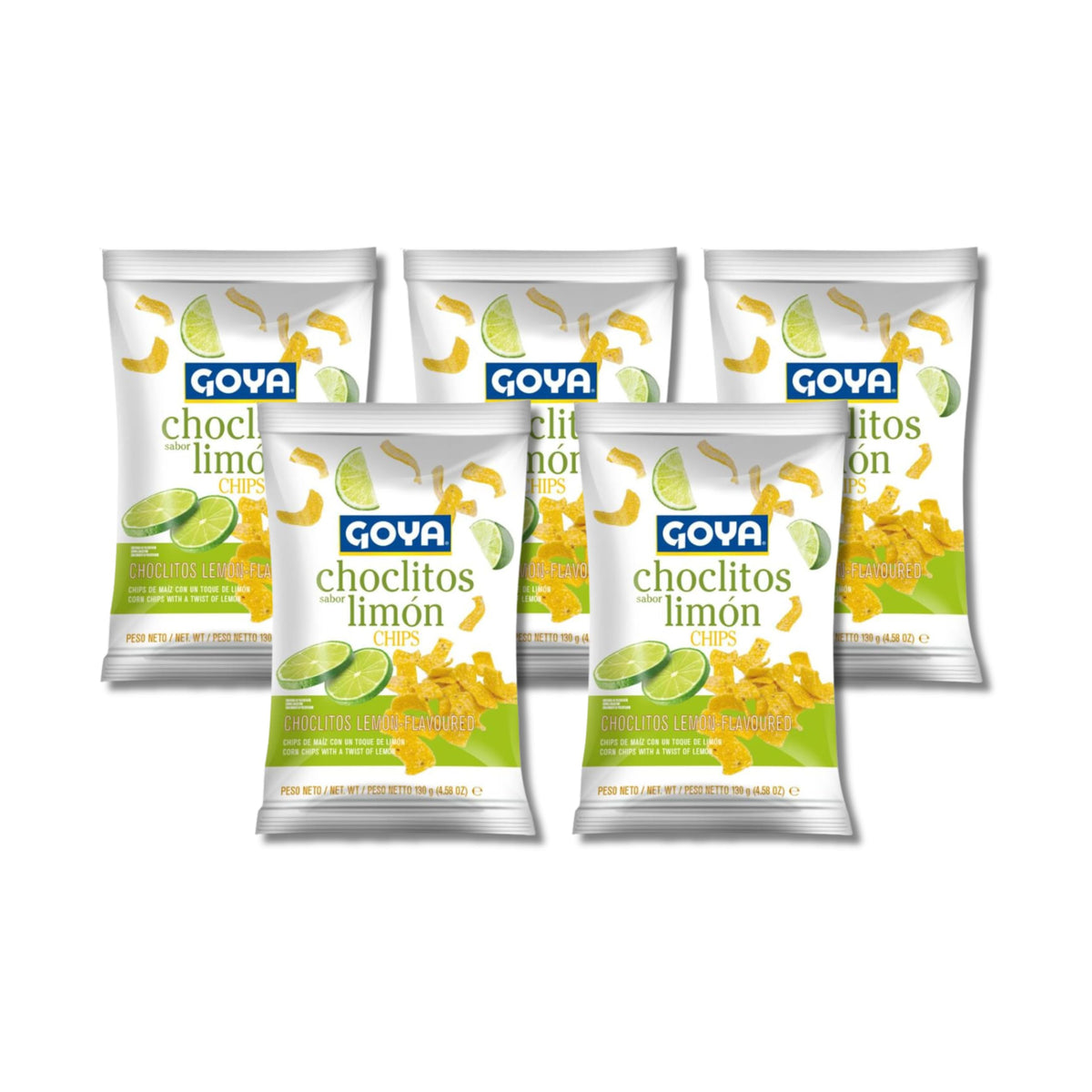 Choclitos Sabor Limón - Pack de 3uds de Chips de Maíz Crujientes con Lima - Snack Aperitivo - Tiras de Maíz Tostadas para Picoteo y Reuniones - 130g por Bolsa (650g Total) - NEXU