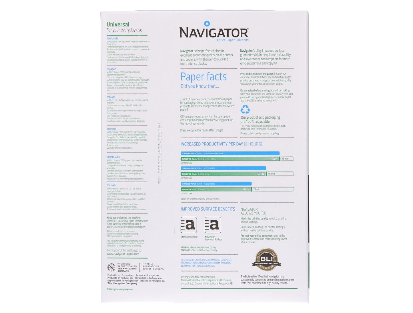 Papel navigator universal 1 paquete de 500 hojas. a4 80 gr