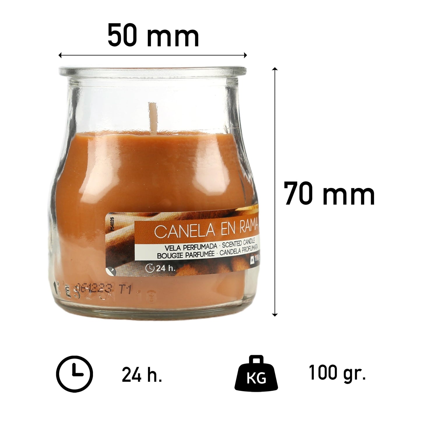 Pack de 4 Velas Aromáticas en Vaso de Yogurt de Cristal Reciclable - 44h de Duración，Cera Vegetal Perfumada, Fabricadas España, 7x6cm (Sorbete de Sandia)