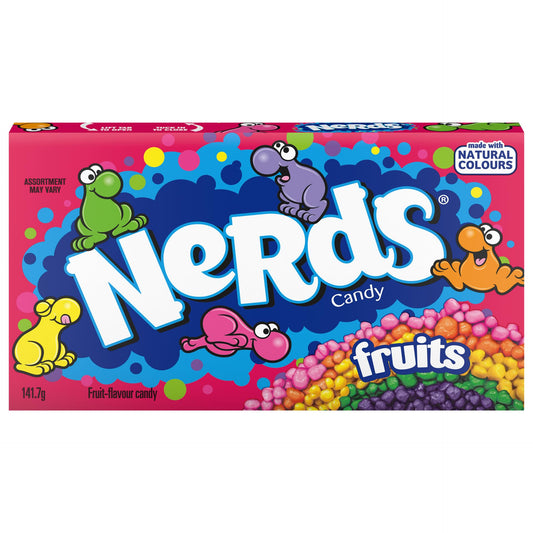 Nerds Fruits VideoBox - Caramelos Frutales con Ingredientes Naturales - Ácidos y Crujientes - Sin Sabores Artificiales - Perfectos para Compartir - Pack de 12 Cajas x 141 g
