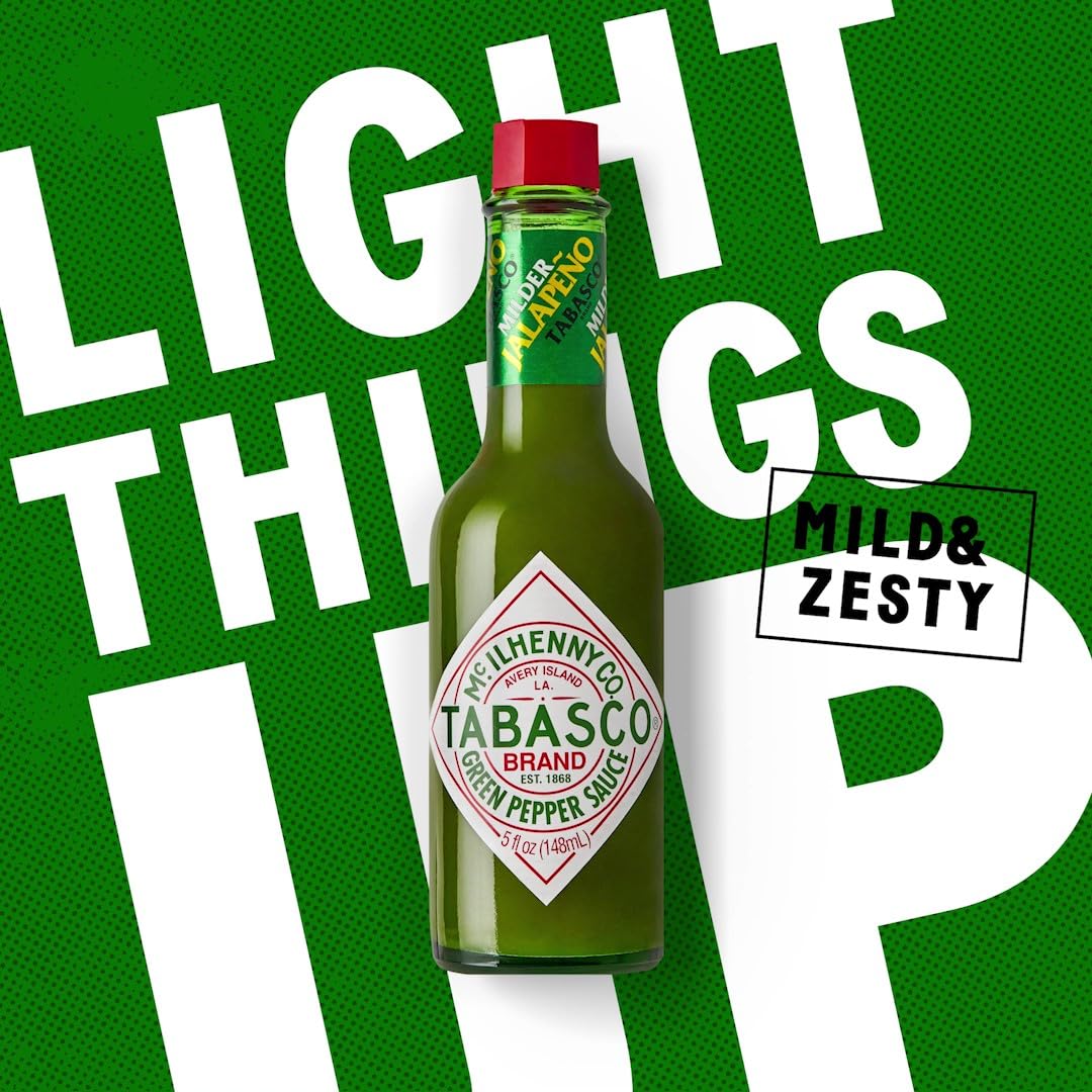 Tabasco - Verde, Salsa Picante Sabor Suave, Elaborada Con Chiles Jalapeños, Producto Típico Cocina Tex-mex, 60 Mililitro
