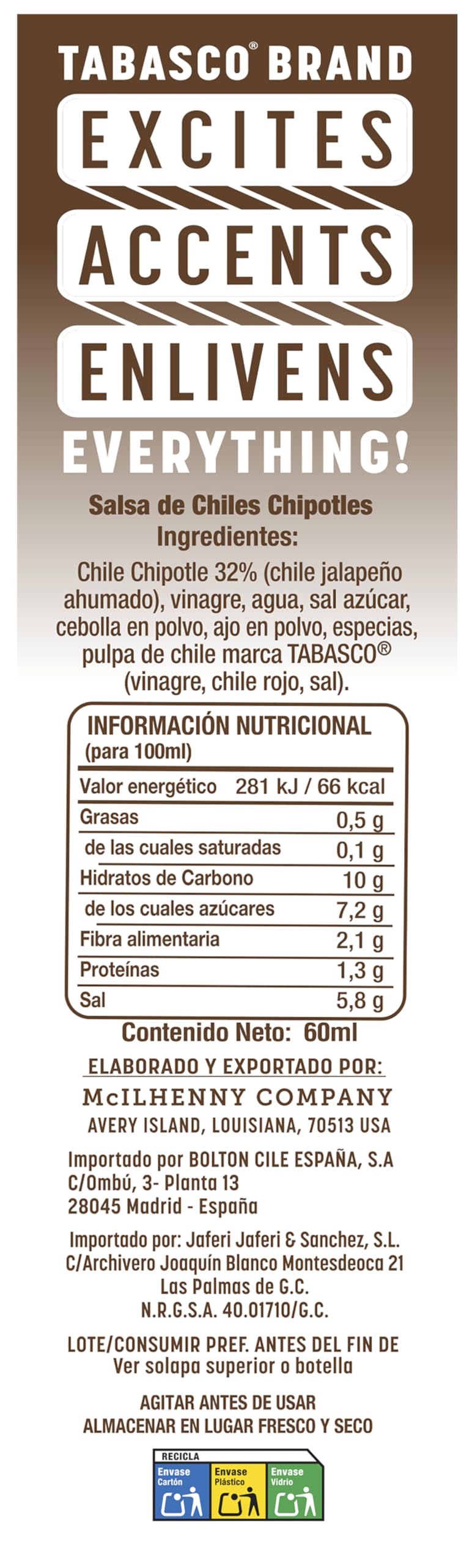 Tabasco Salsa Picante Tabasco Chipotle - 60 ml