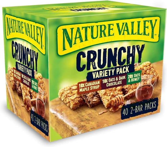 Nature Valley Crunchy, Barritas de Avena 100% Pack Multisabores, 40x42gr (2 barritas por paquete)
