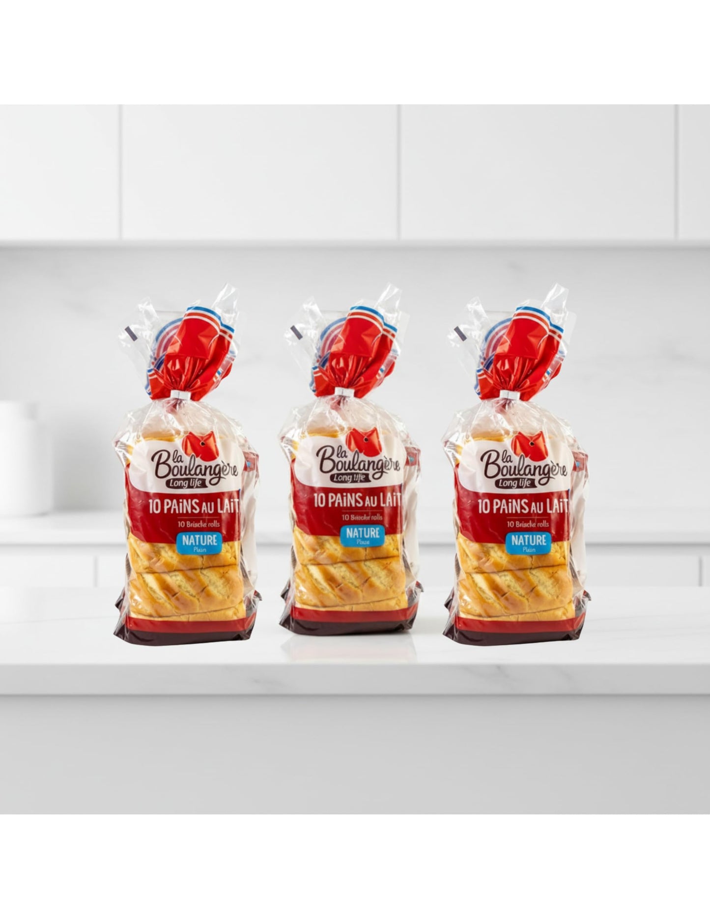 Pan de Leche Nature - Pack Ahorro de 3 x 350g (30 Panecillos) - Textura Brioche Tierna y Esponjosa - Receta Tradicional Francesa - La Boulangère - Ideal para Desayunos y Meriendas - NEXU