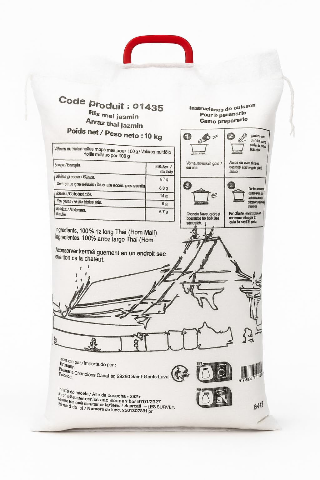 Arroz Thai Jazmín Hom Mali 10kg | Siam Smile | Grano Largo Aromático de Tailandia | Ideal para Currys, Wok y Guarniciones