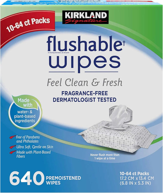 Kirkland Signature Toallitas desechables prehumedecidas, sin fragancia, 640 unidades