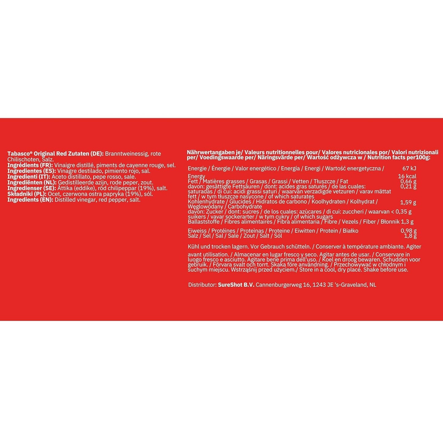 TABASCO® Original Red Pepper Sauce 2UND x 350ml es la opción más barata! - elaborada sólo con tres ingredientes 100% naturales - 3 años de maduración salsa de chile picante - botella de cristal