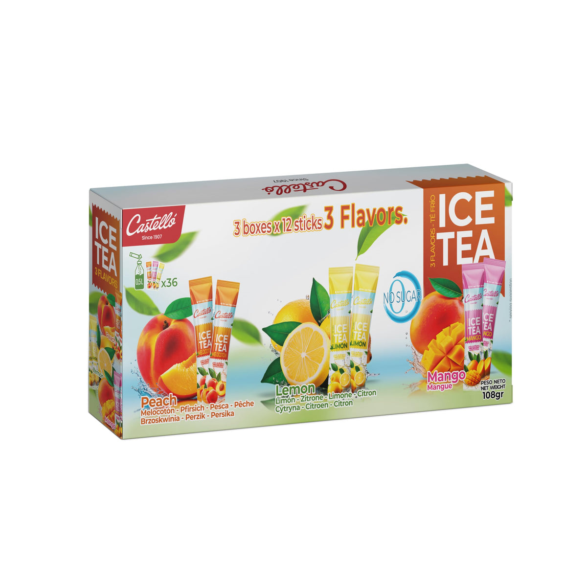 Castello since 1907 Té Frío Zero Instantáneo Multipack 3 Sabores