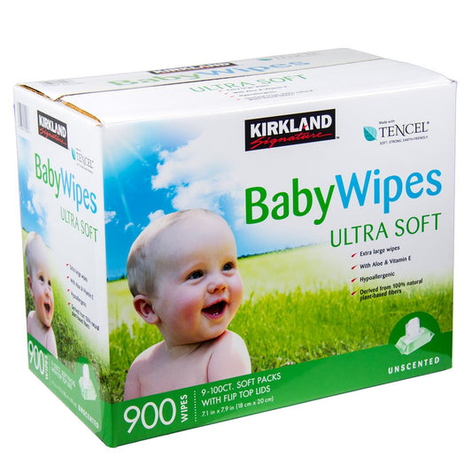 Kirkland Signature, 900 toallitas de bebé sin fragancia, ultra suaves y con fórmula mejorada