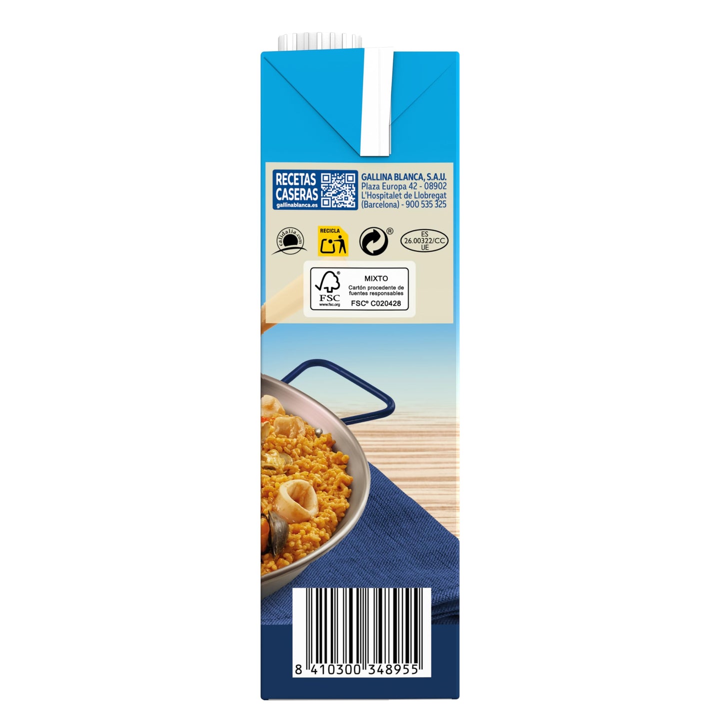 GALLINA BLANCA Caldo para Paella Fácil de Marisco 100% Natural | Listo para Añadir al Arroz. Sin Gluten, Sin Conservantes - 1L