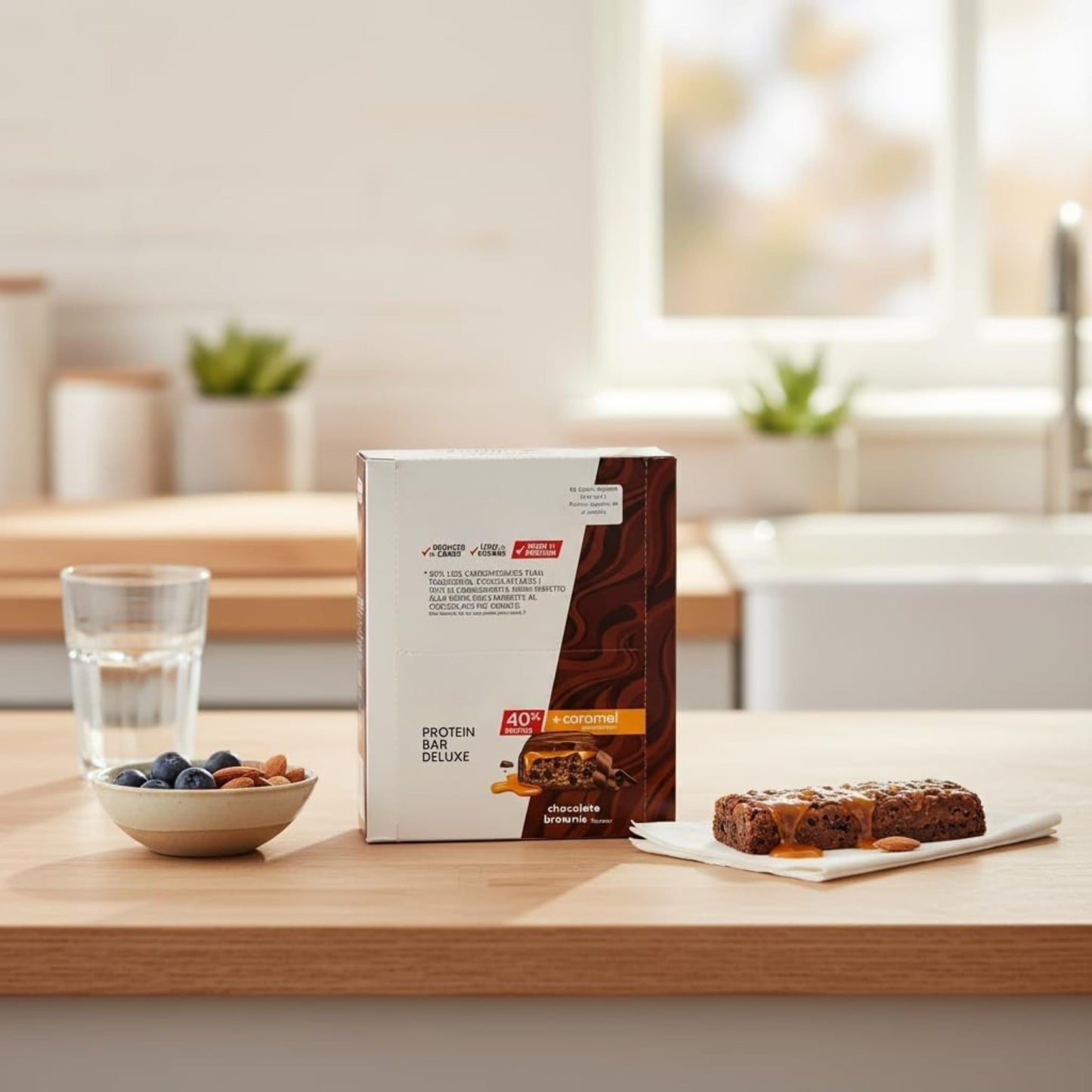 Barras de Proteína Bar Deluxe Chocolate Brownie y Caramelo - 1 Pack de 12 uds 0g | Barrita Proteica con 20g de Proteína y Baja en Azúcar | Snack Saludable para Deportistas - NEXU