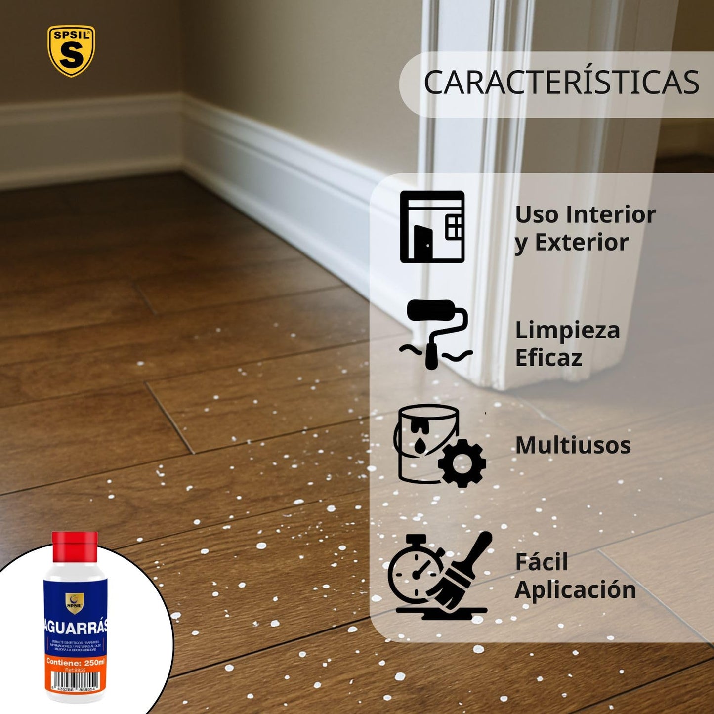 SPSIL Aguarrás 250 ml - Limpieza Eficaz de Utensilios y Restos de Pintura - Fácil Aplicación
