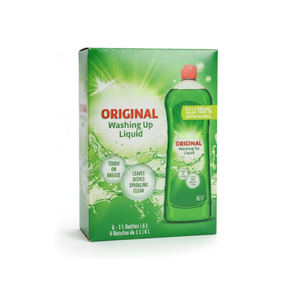 Jabón Lavavajillas Líquido Original - Pack Ahorro 6 Litros (6 x 1L) - Limpieza contra la Grasa - Brillo Impecable y Botellas Sostenibles - NEXU