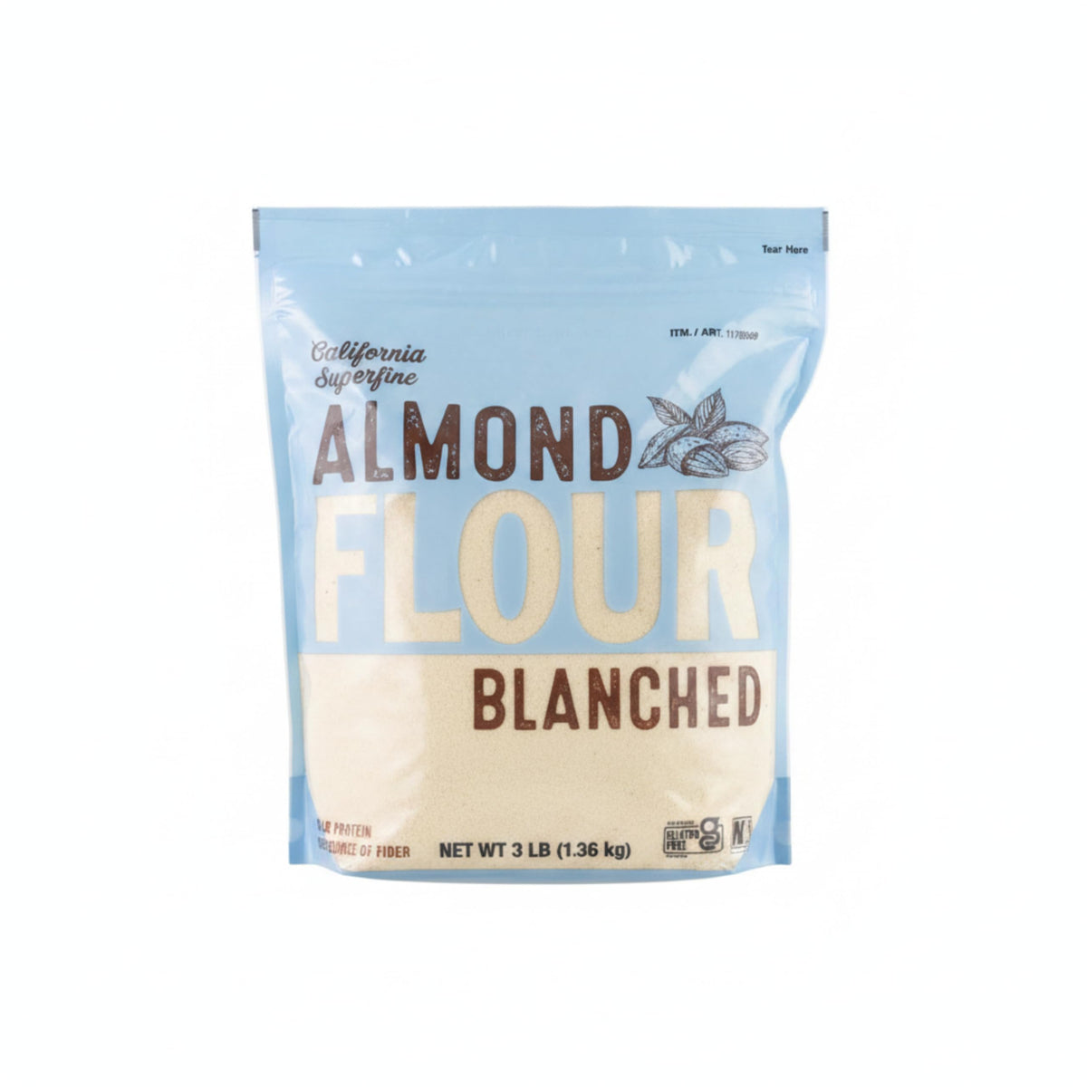 Harina de Almendras de California Blanqueada y Superfina - 1.36kg - Sin Gluten - Apta para Dieta Paleo y Keto - Ideal para Macarons y Repostería Saludable - NEXU