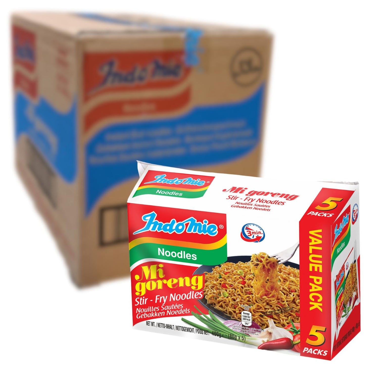 Indomie Tallarines instantáneos fritos Mi Goreng, sabor Fideos salteados, 85 g (paquete de 40) (el empaque puede variar)