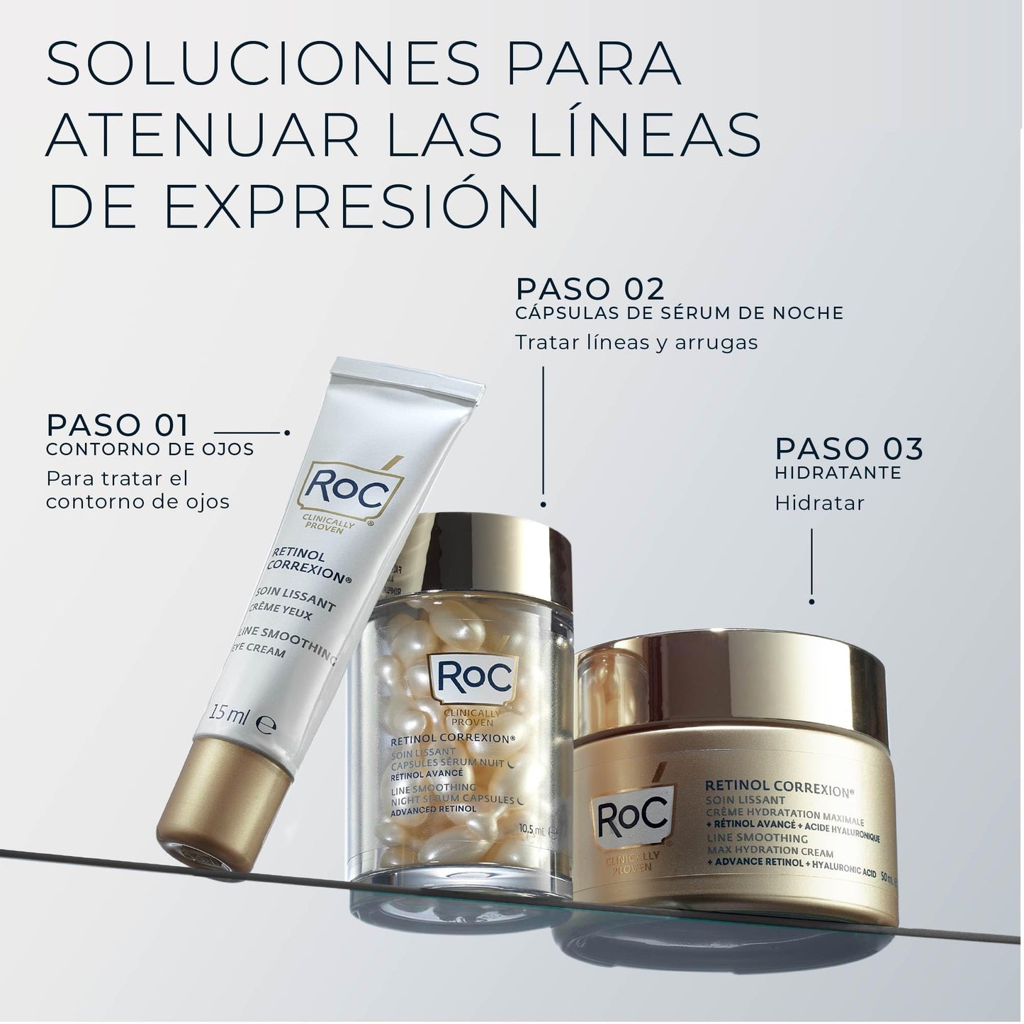 RoC - Retinol Correxion Line Suavizante Max Hidratación Diaria - Hidratante Facial Intensivo Antiarrugas y Antienvejecimiento - con Ácido Hialurónico - 50 ml