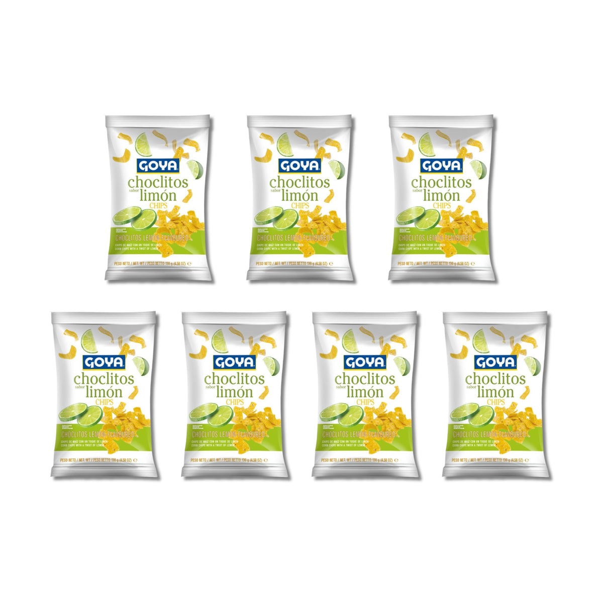 Choclitos Sabor Limón - Pack de 7 Bolsas de 130g - Chips de Maíz Crujientes con Toque Cítrico - Snack de Maíz Tostado Aperitivo para Fiestas y Compartir - 1.04kg Total - NEXU