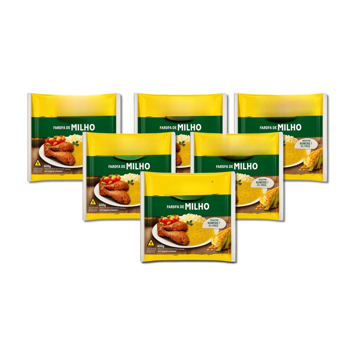 Farofa de Milho Tradicional - Pack de 6 Unidades de 400g (Total 2,4kg) - Harina de Maíz Tostada Crujiente para Acompañamiento de Carnes, Barbacoas y Ensaladas - Guarnición Lista para Consumir - NEXU