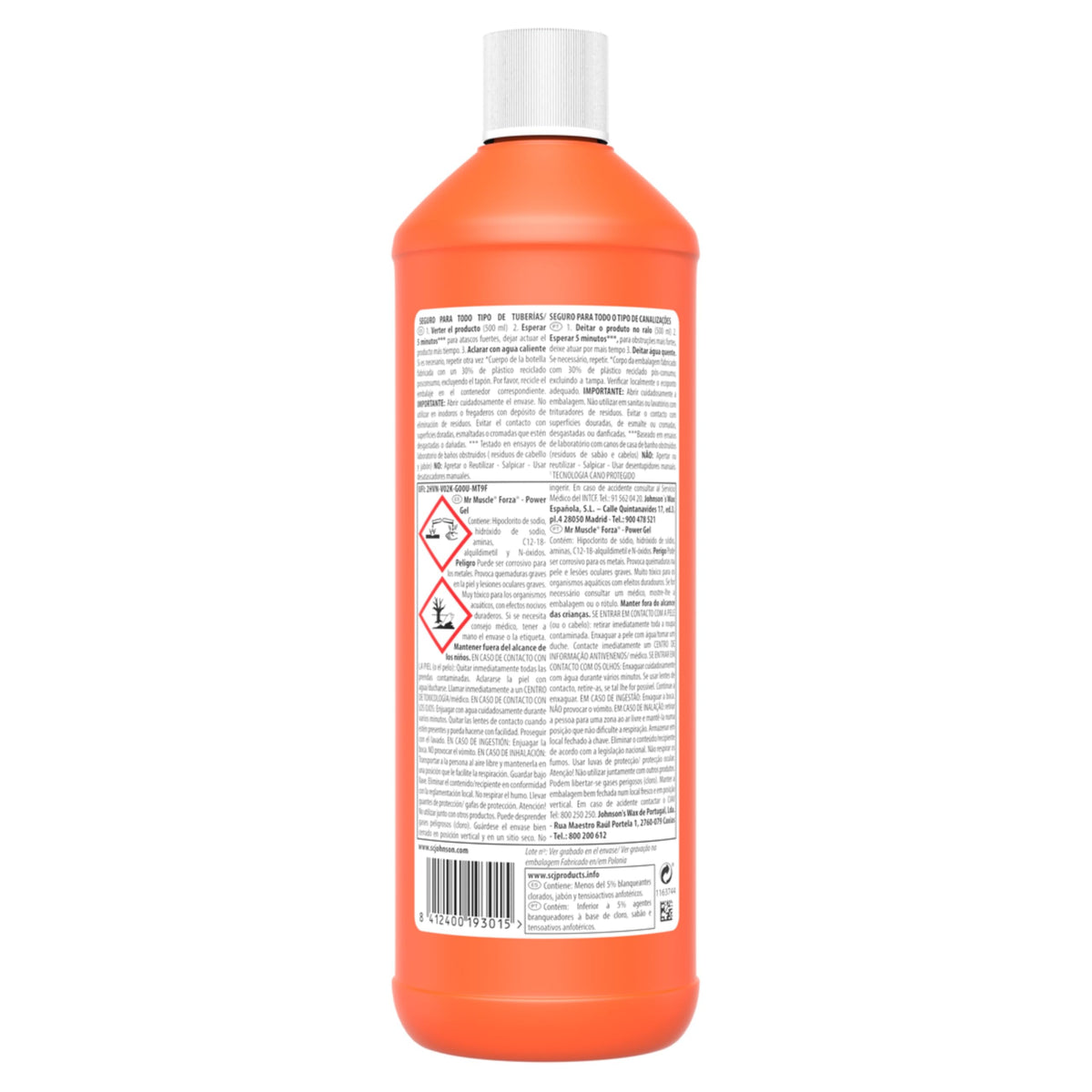 Mr Muscle - Forza Desatascador Gel Power. Gel limpia tuberías. Desatascador líquido potente desagües, Pack de 2 Uds, Cantidad total 2x1L