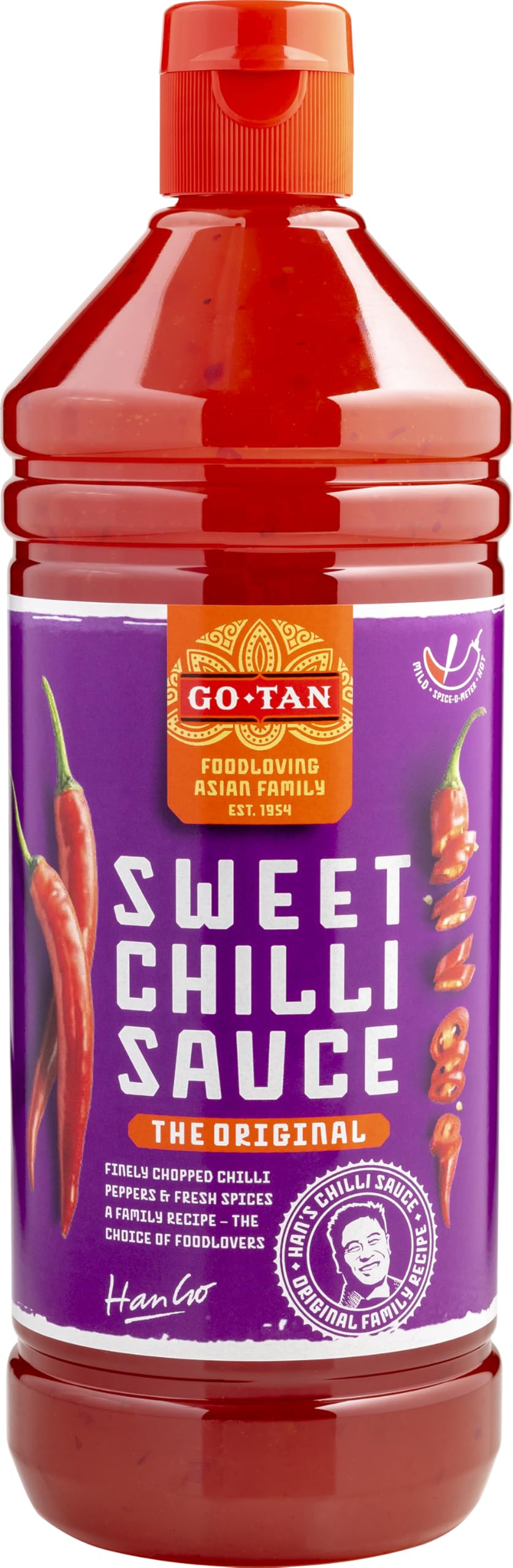 Go-Tan, Salsa de Chile, Salsa a base de Chile y Ajo, Sabor Dulce Especiado, Picante Suave, 270 ml