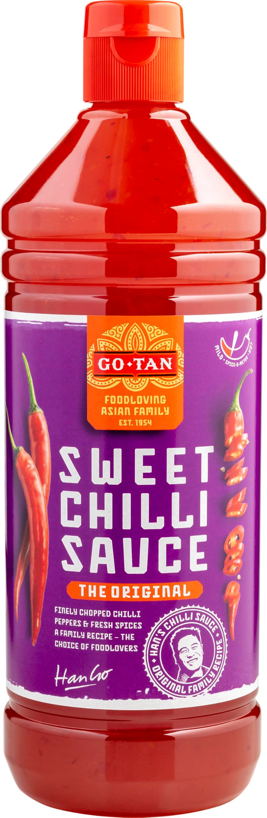 Go-Tan, Salsa de Chile, Salsa a base de Chile y Ajo, Sabor Dulce Especiado, Picante Suave, 270 ml
