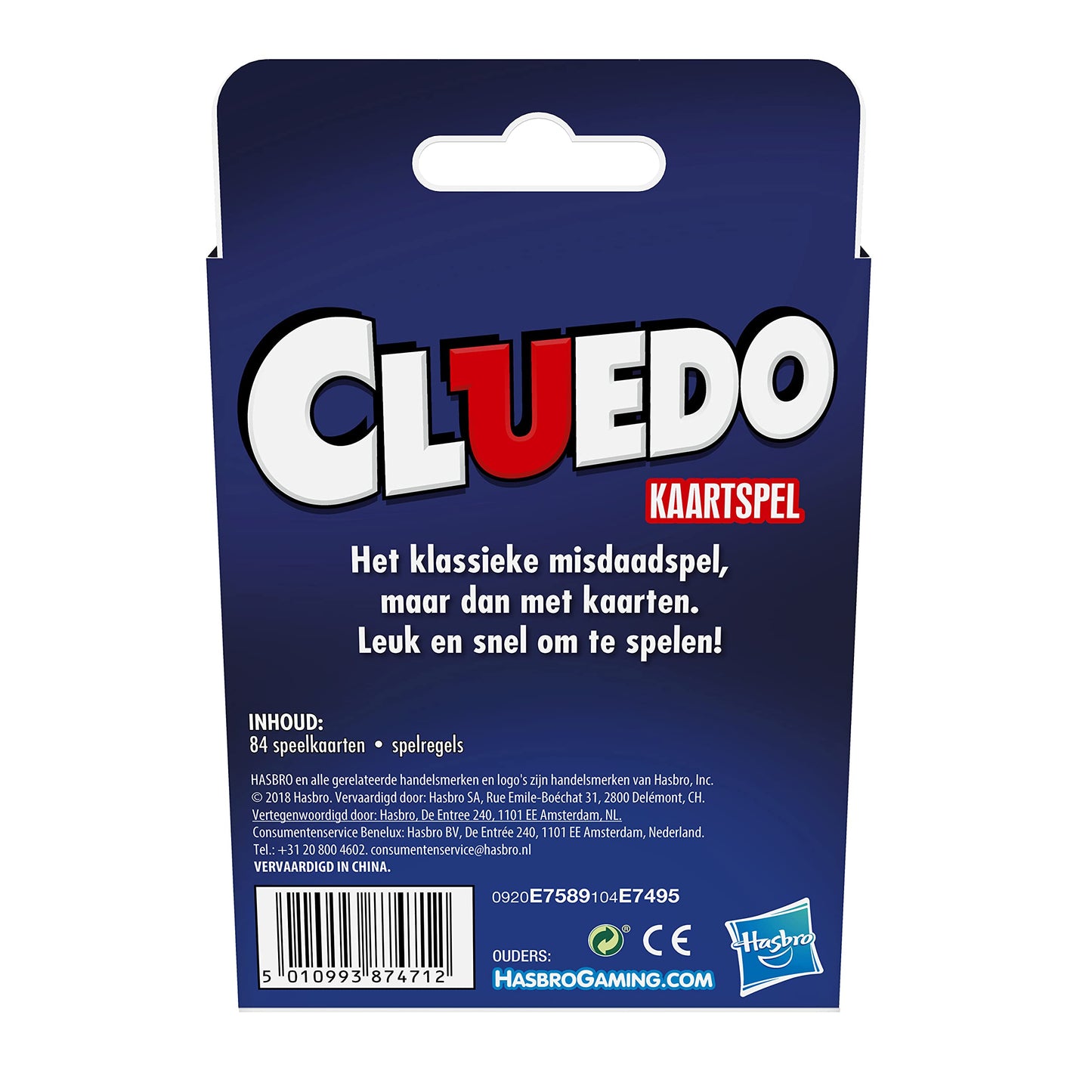Hasbro Gaming Spel Cluedo kaartspel