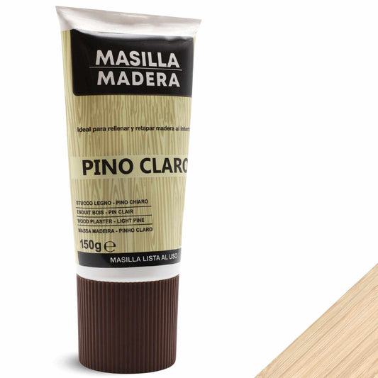 TECHZOCO Masilla Madera Pino claro, Ideal para rellenar y y reparar madera al interior, Masilla lista al uso, Rellenadora de agujeros, Formato en tubo, Color Pino claro, Contiene 150 gramos