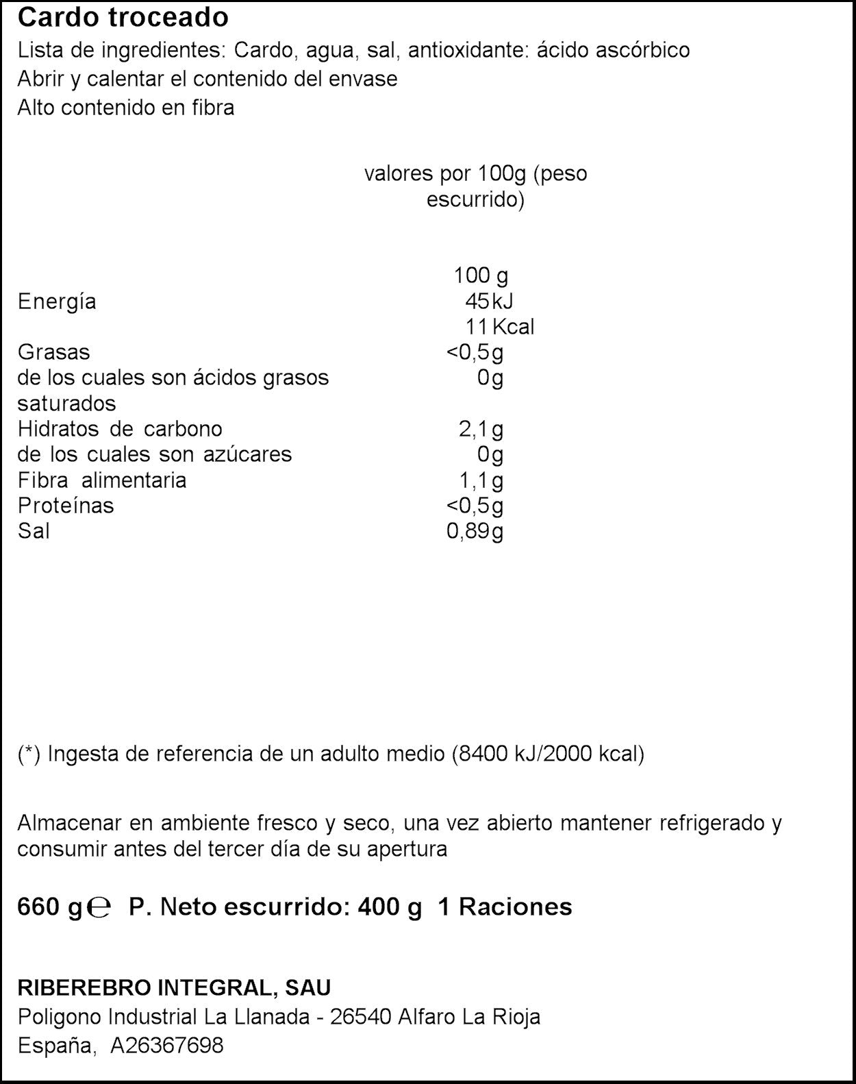 Gvtarra Cardo Troceado, 660g