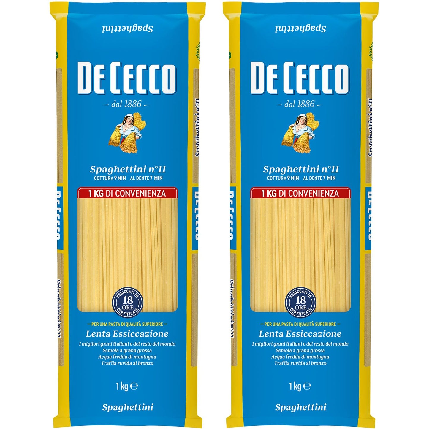 Di Czech No.11 Spaghetini (pasta hervida 9 minutos, 1,6 mm), 1 kg (x2)