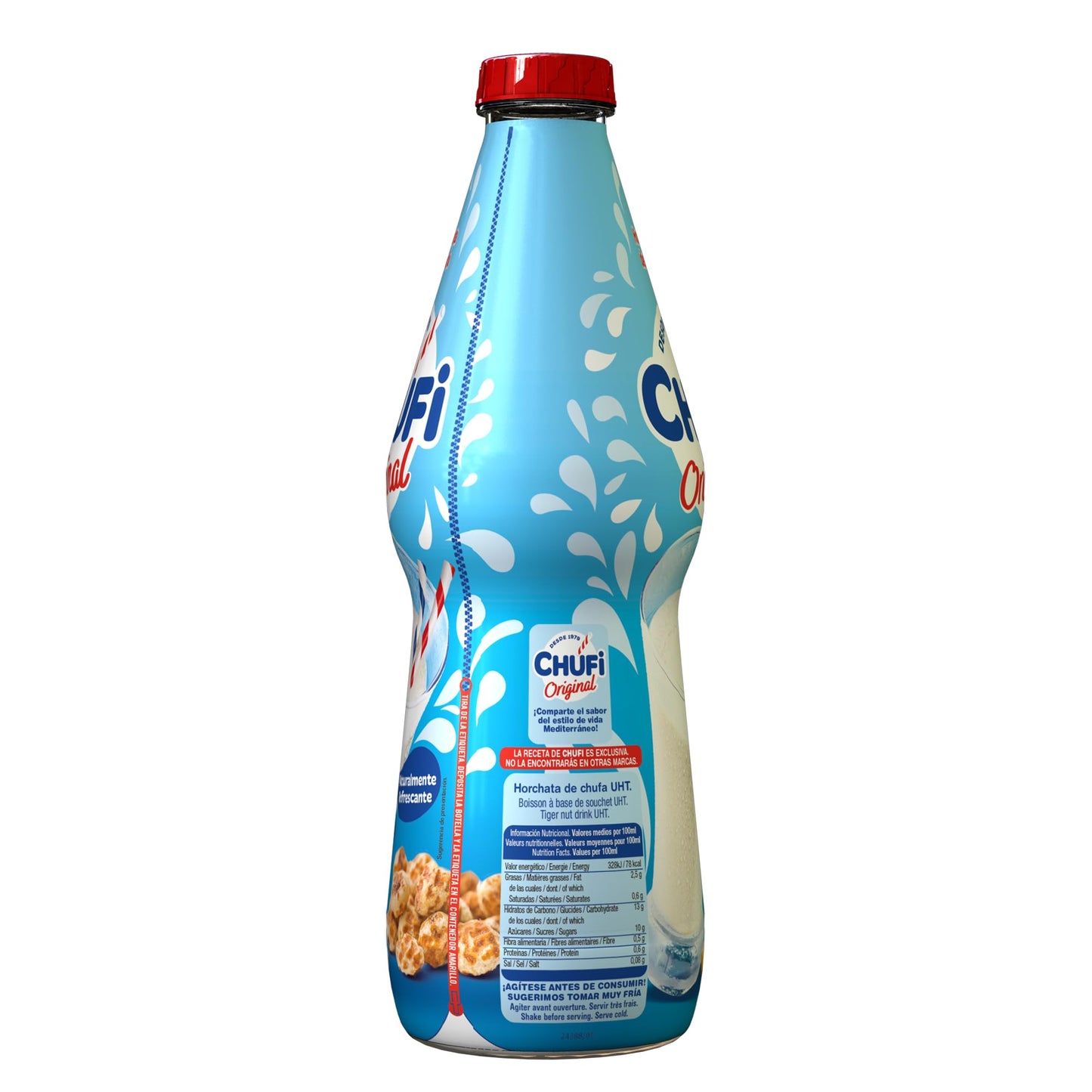 Chufi - Horchata Original, 100% Vegetal, Sin Lactosa, Sin Gluten, Sin Alérgenos - 1L