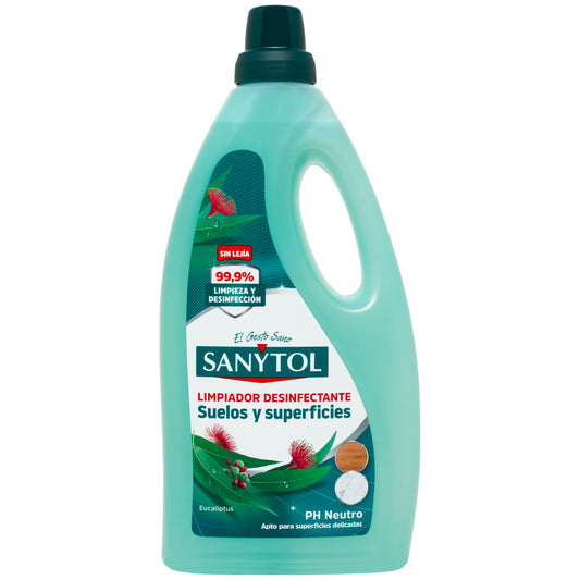 Sanytol – Botella Desinfectante Limpiahogar, Elimina Bacterias, Hongos Y Virus Sin Lejía, Perfume Eucaliptus, Negro, 1200 Mililitro