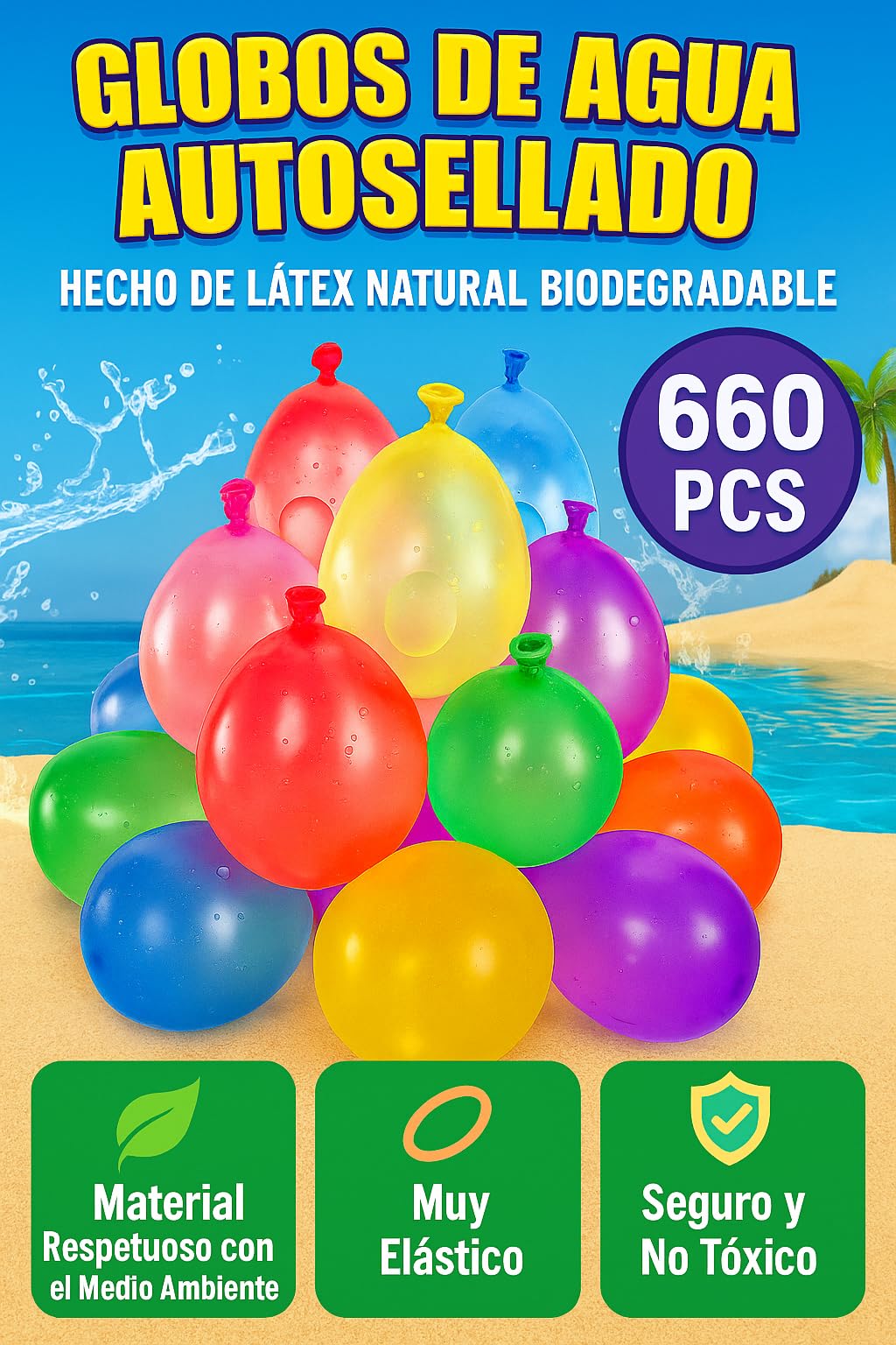 Globos de Agua 660 Pcs con Cierre Automático – Llenado Rápido en 10s | Globos de Colores para Juegos de Agua Niños | Fiestas Verano, Jardín, Playa, Piscina (6 Packs x con 110 Globos)