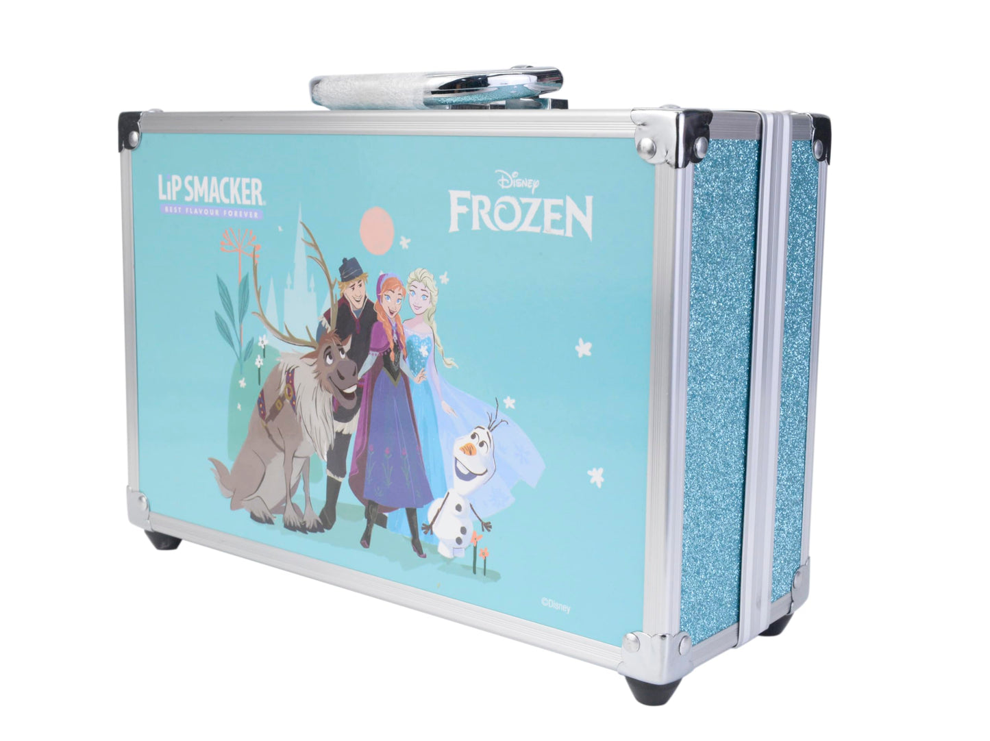 Lip Smacker Frozen Traincase, Maletín De Maquillaje Frozen Para Niñas, 40+ Piezas de Maquillaje para Rostro, Labios y Uñas con Accesorios de Belleza para Cabello y Maquillaje Incluidos