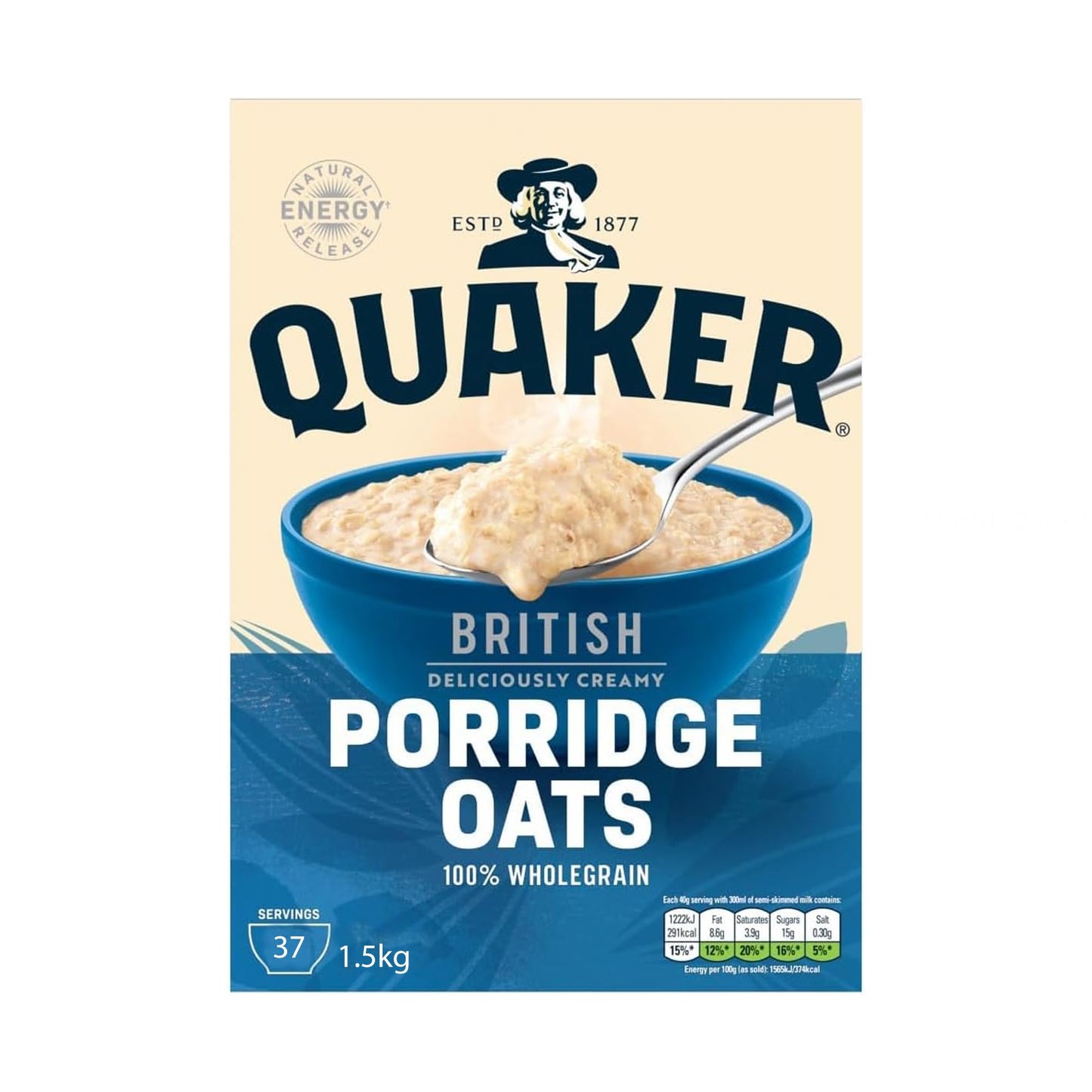 Quaker Avena Rolled Oats 1,5 kg | Copos de Avena 100% integral 1,5 kg