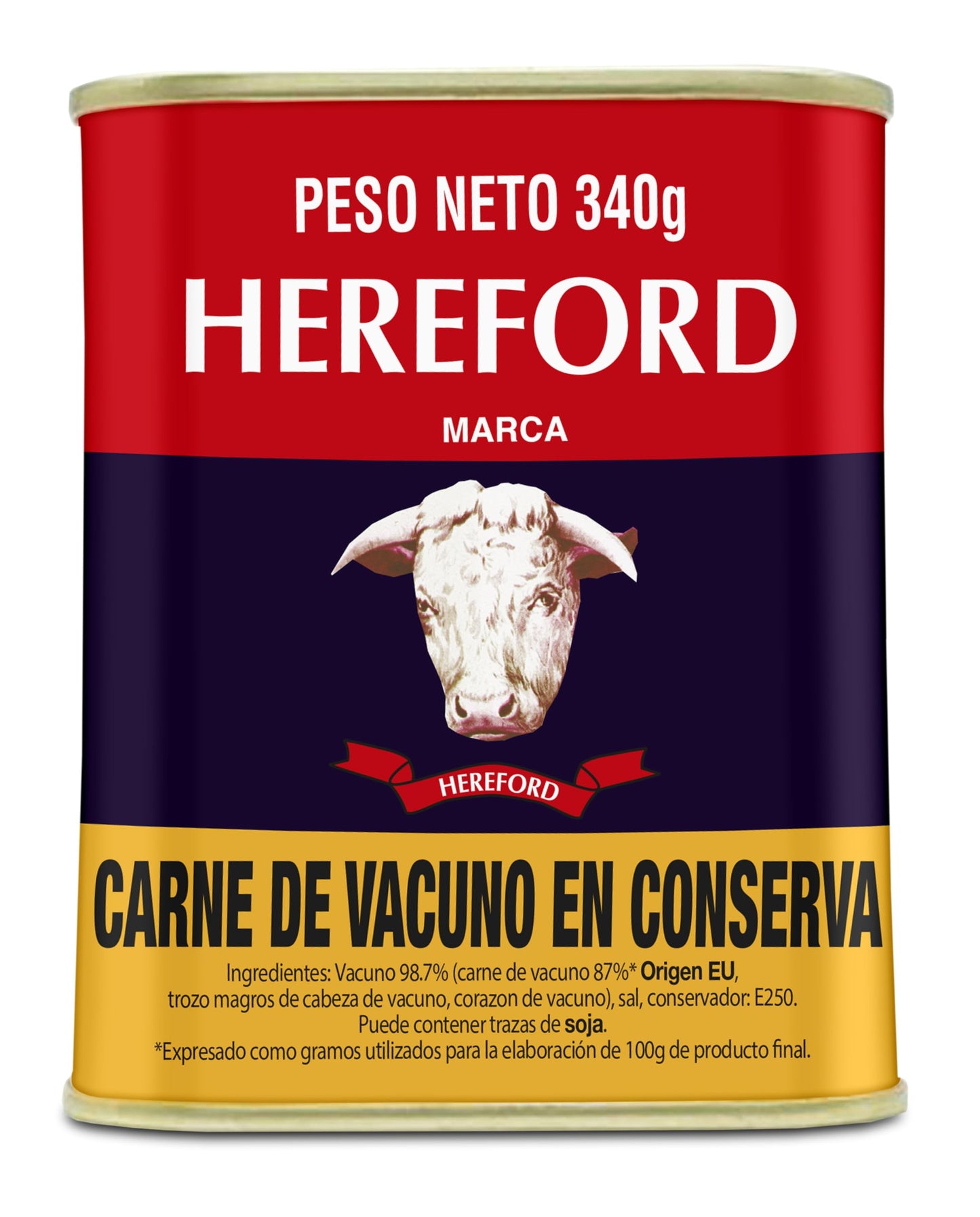 Hereford Carne de res enlatada, 1 lata de 340gr