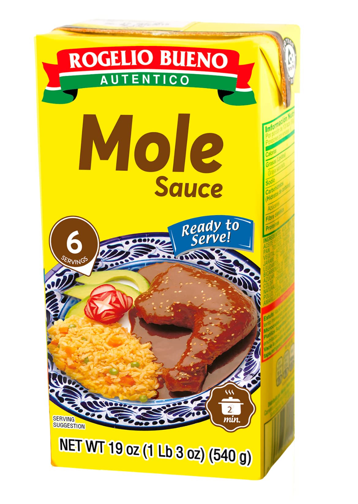 Rogelio Bueno - Mole - Condimento Mexicano - Listo para Servirse - 6 Raciones - Ideal para Carnes y Pollo- 540 Gramos Total
