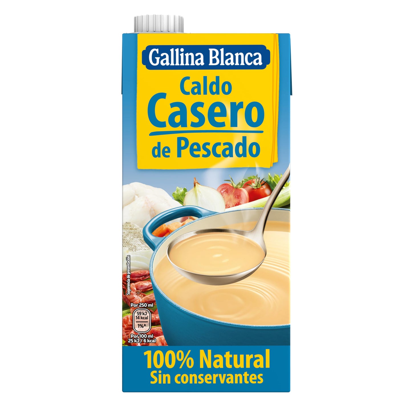 Gallina Blanca Caldo Casero de Pescado, 100% Natural, 1L