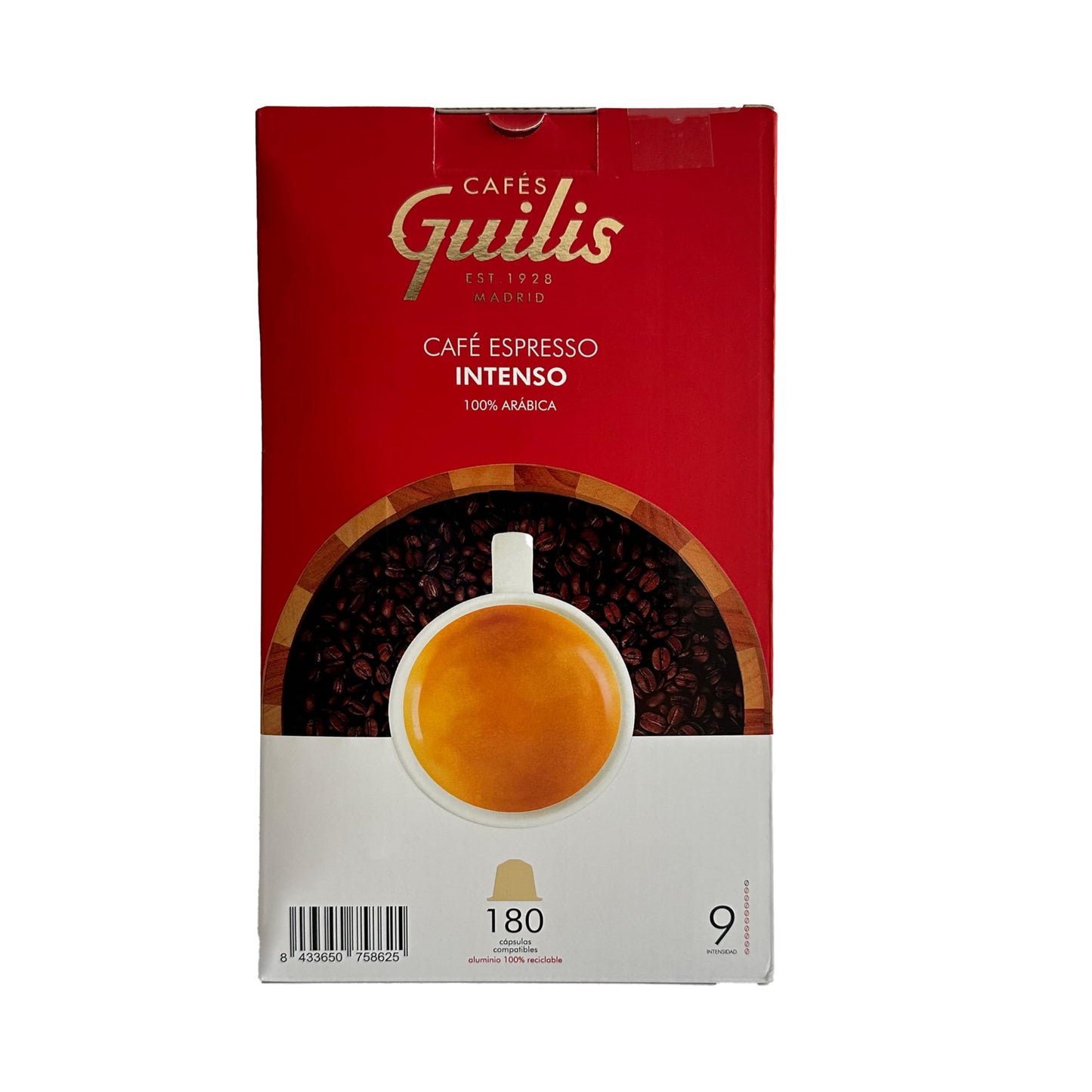 CAFES GUILIS DESDE 1928 AMANTES DEL CAFE Cápsulas Compatibles Máquinas Café Espresso - Café Intenso 100% arábica - Aluminio Reciclable - Sabor Intenso y Aromático - Pack 180 Uds