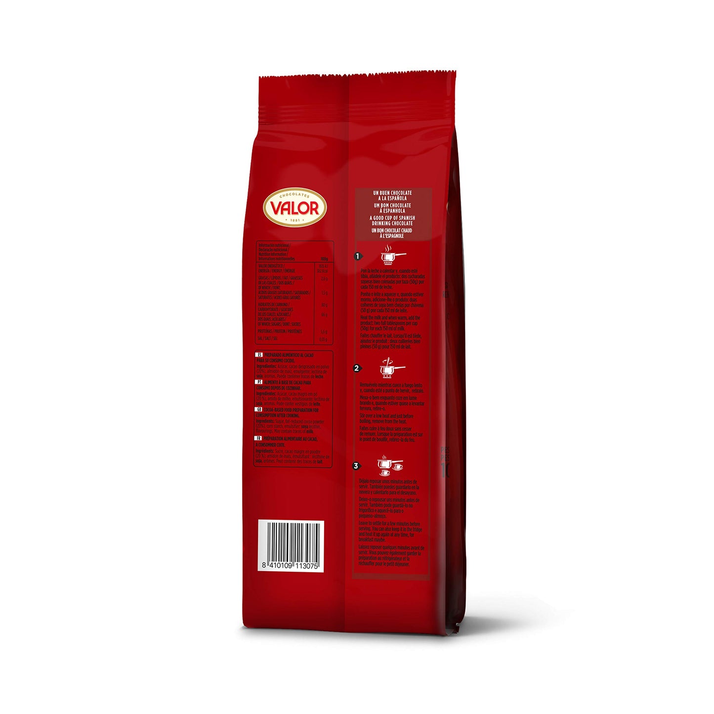 Valor - Valorcao Chocolate a la Taza. Chocolate Valor sin Gluten. Intenso Sabor y Aroma. Cacao en polvo con auténtico sabor del chocolate - 1000 Gramos.