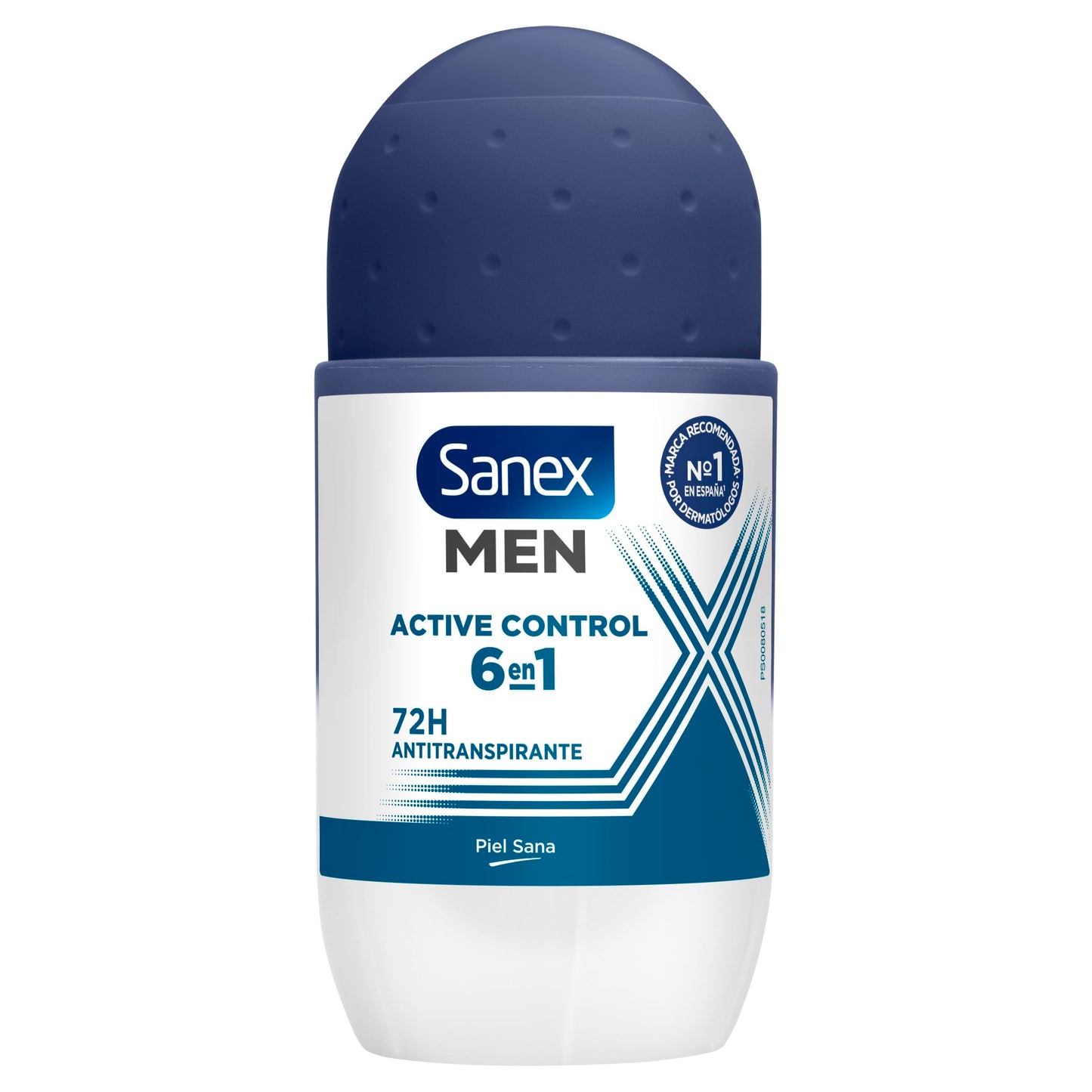 Sanex Men Active Control Desodorante Roll-On 50ml, 72 horas de protección contra el sudor, antiolor, efecto seco de larga duración, frescor, suave con la piel, antibacteriano, 0% alcohol*.