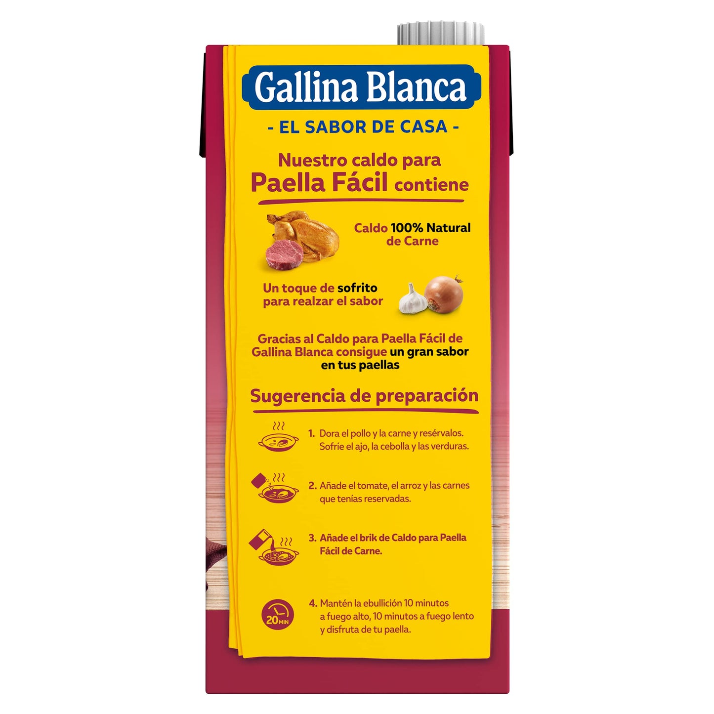 Gallina Blanca caldo de carne para paella envase 1 lt, 1000 mililitro, 1