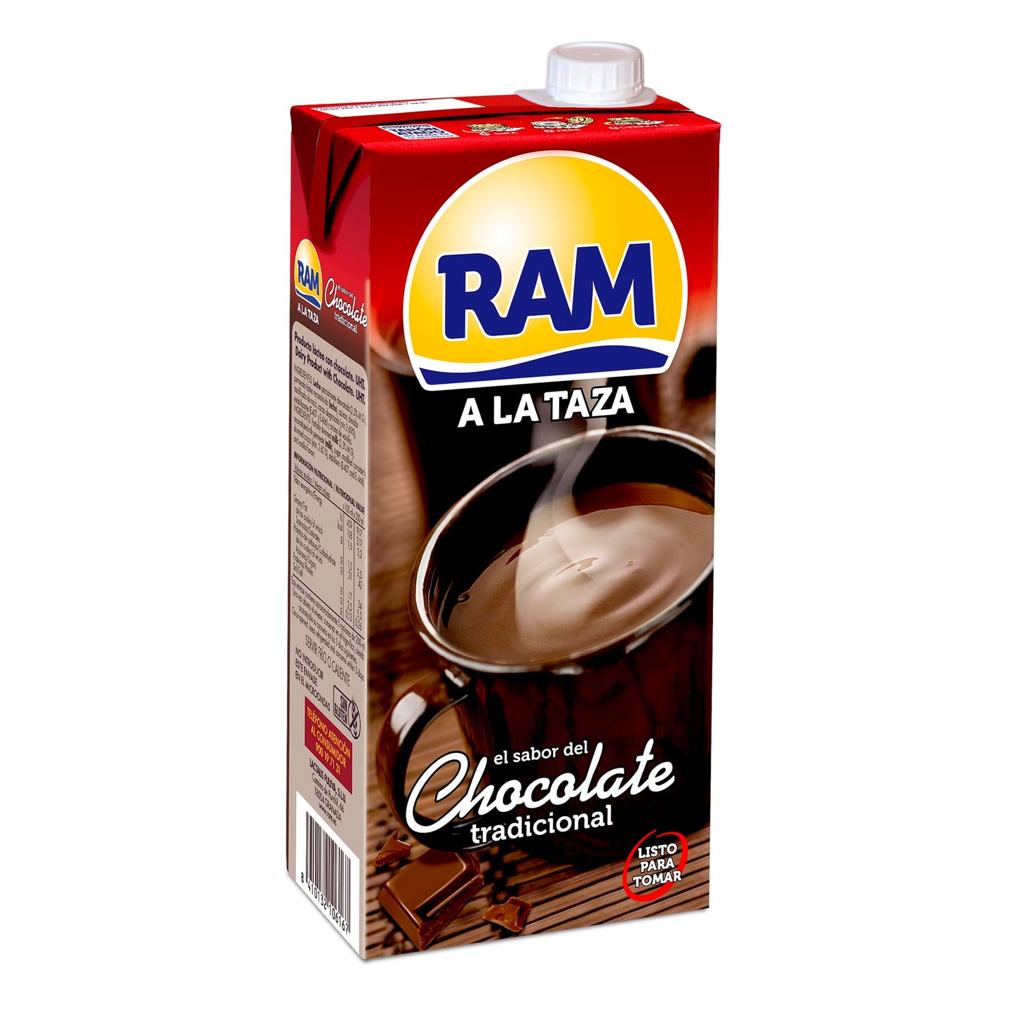 RAM - Chocolate a la Taza, Listo para Calentar y Servir, Sabor Clásico y Cremoso, Elaborado con Leche y Cacao Seleccioandos, Brik 1 Litro