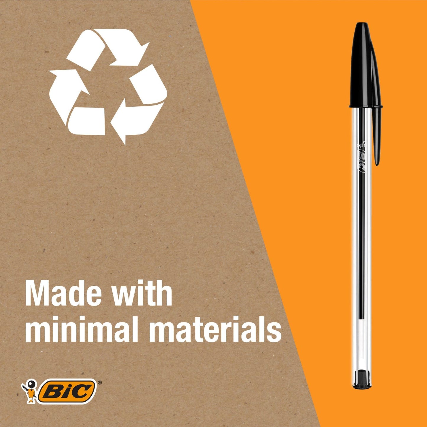 Bic Cristal Original 8373631 - Caja de 50 Unidades, Bolígrafos Punta Media (1,0 Mm), Color Negro