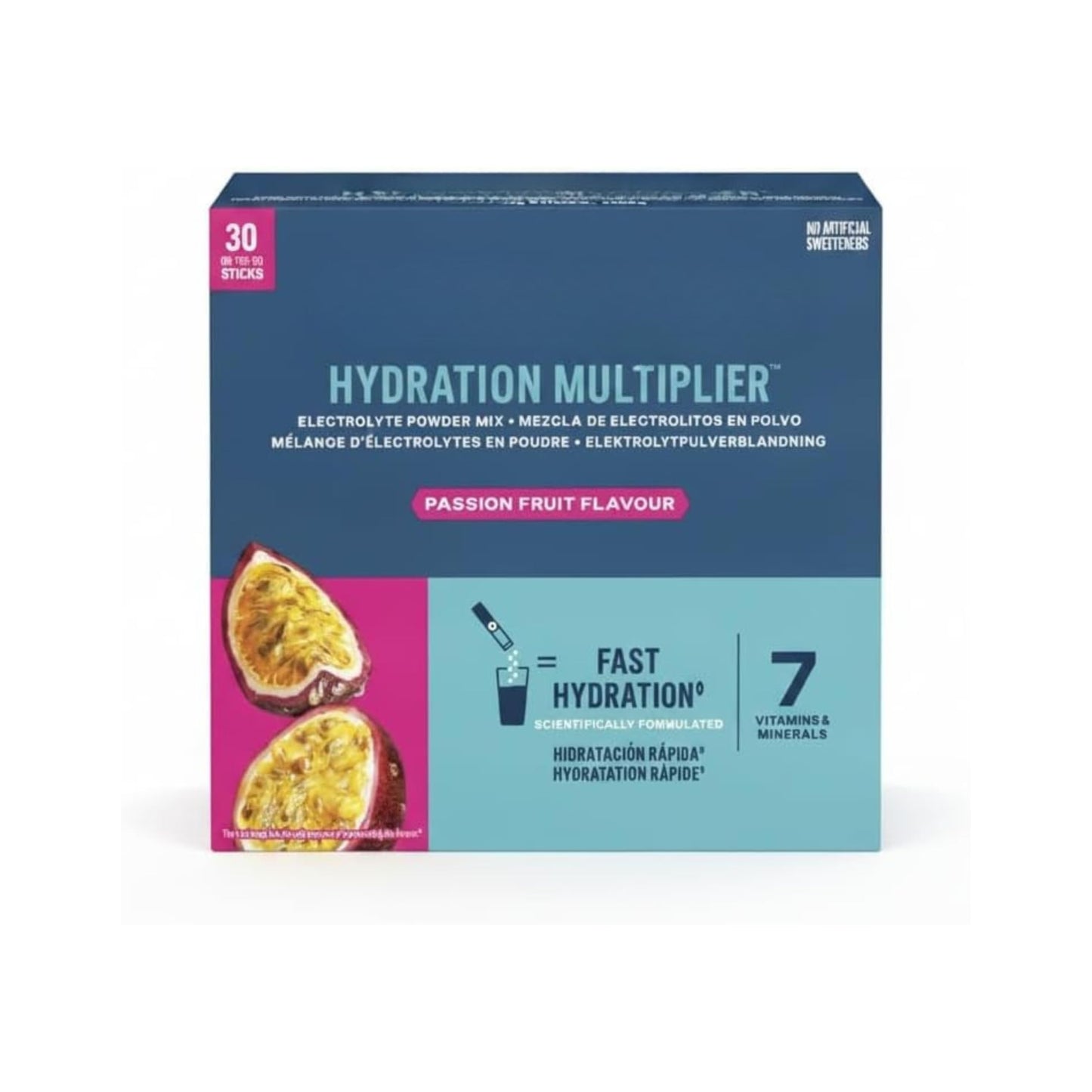 Mezcla de Electrolitos en Polvo Sabor Maracuyá - 30 Sticks Individuales 16g c/u (480g) en Total, Bebida con Vitaminas C, B6 y B12 - Sin Edulcorantes Artificiales - NEXU