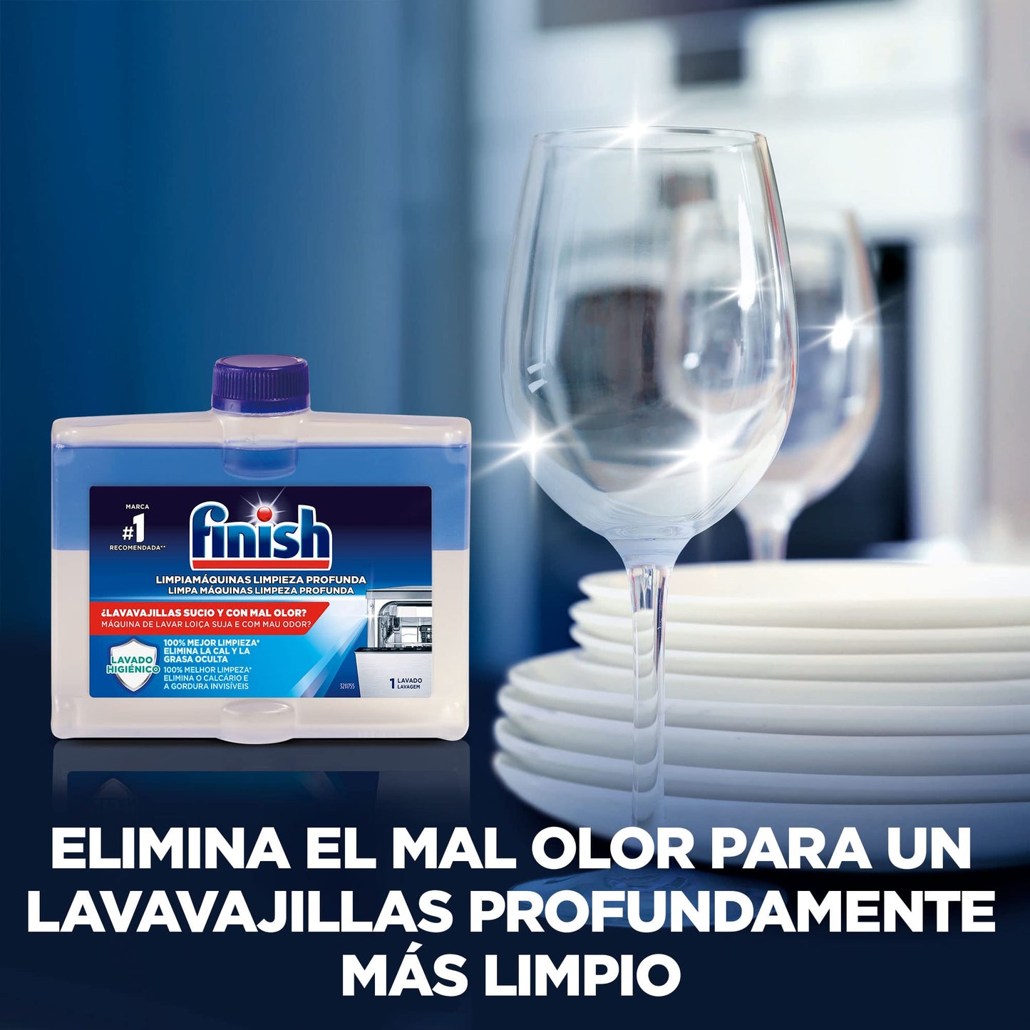 Finish Limpiamáquinas - Limpieza higiénica para el lavavajillas contra el mal olor, la cal y la grasa - 250ml